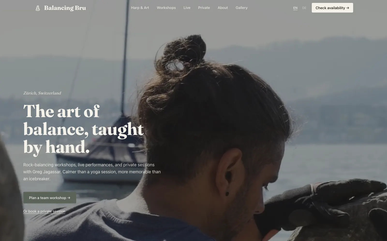 Screenshot of the Balancing Bru website
